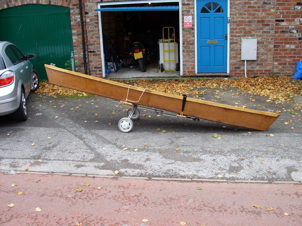 finished boat on trolley - another view